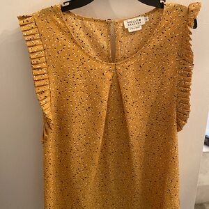 Molly Bracken Women's Mustard & navy Ruffle Sleeve Blouse